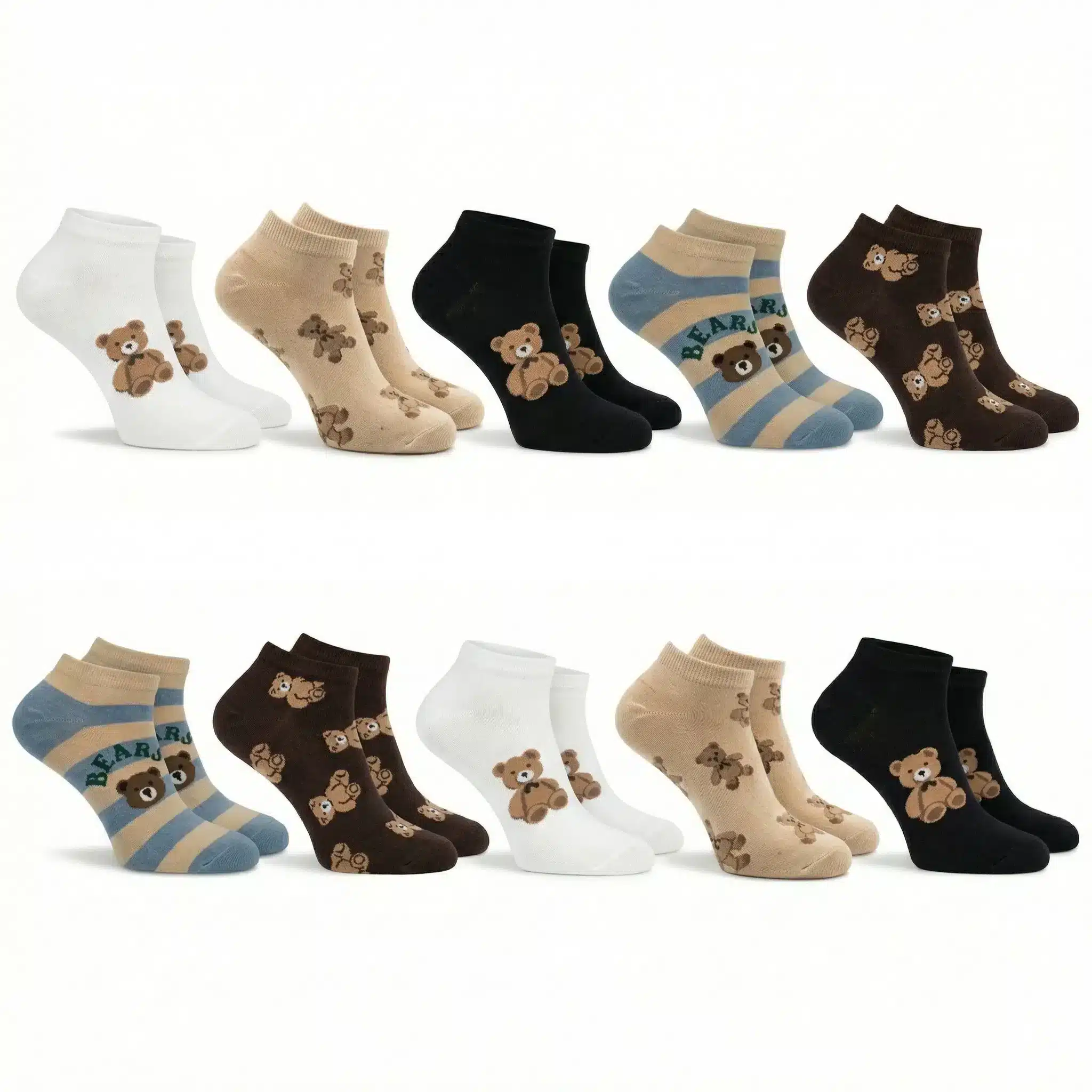 Sada Medvědích Krátkých Ponožek | 10 PÁRŮ [35-41]